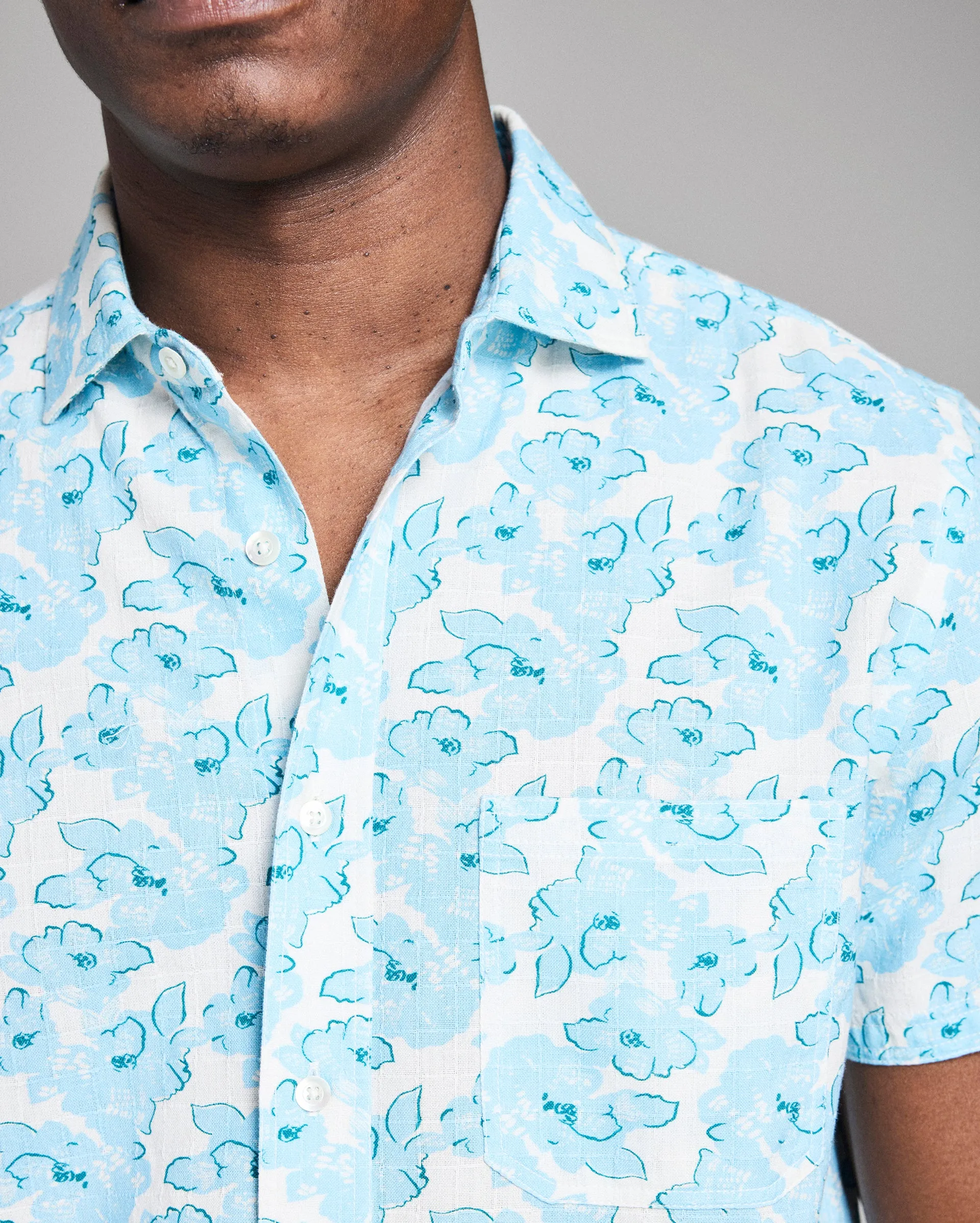 Short Sleeve Textured Painted Floral Treme Shirt sold by Billy Reid product image thumbnail 4