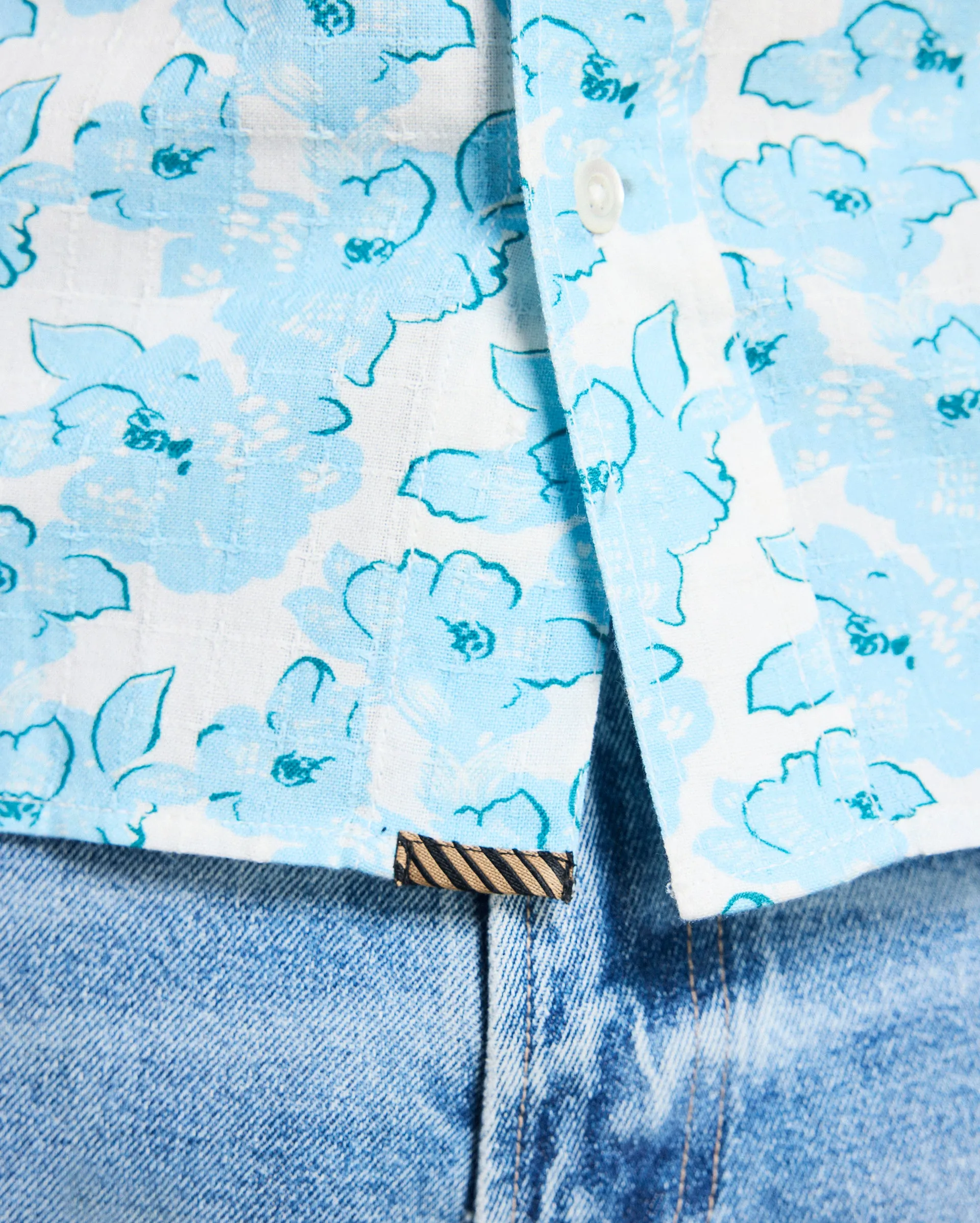 Short Sleeve Textured Painted Floral Treme Shirt sold by Billy Reid product image thumbnail 5