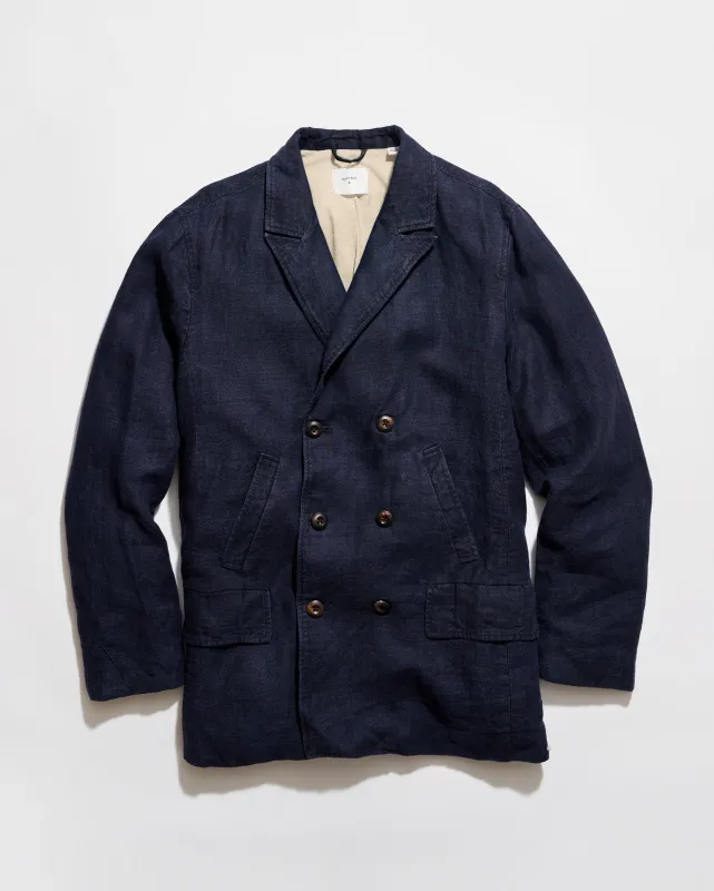 Canvas Linen Bond Peacoat made by Billy Reid