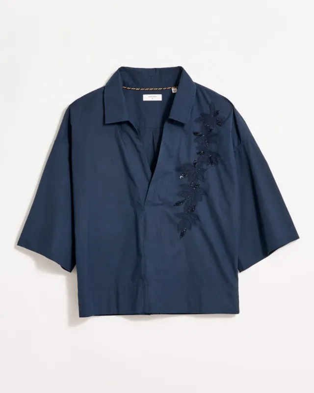 Embellished Cropped Camp Shirt sold by Billy Reid