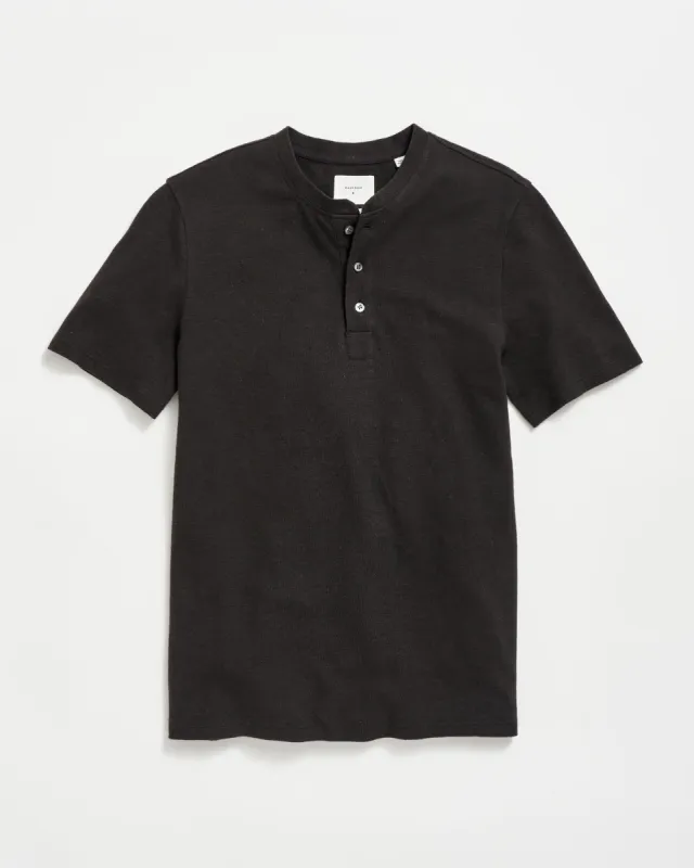 Short Sleeve Hemp Cotton Henley made by Billy Reid