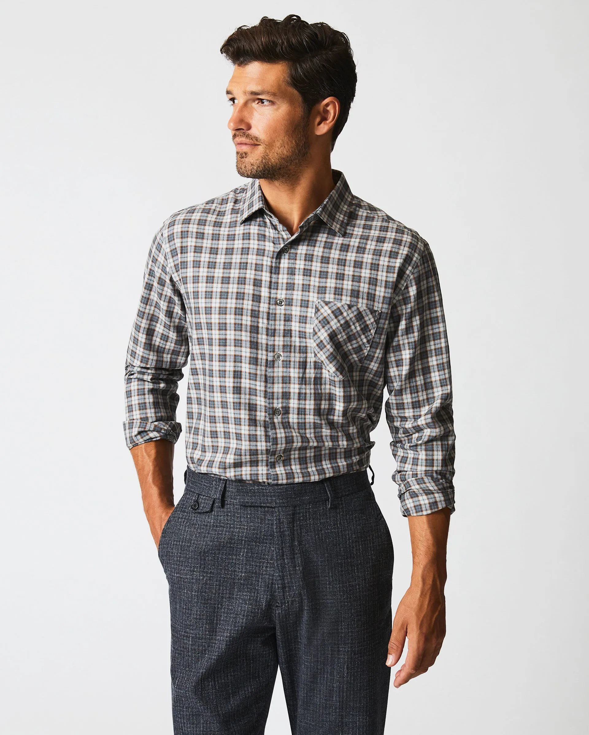 Herringbone Plaid John T Shirt sold by Billy Reid product image thumbnail 2