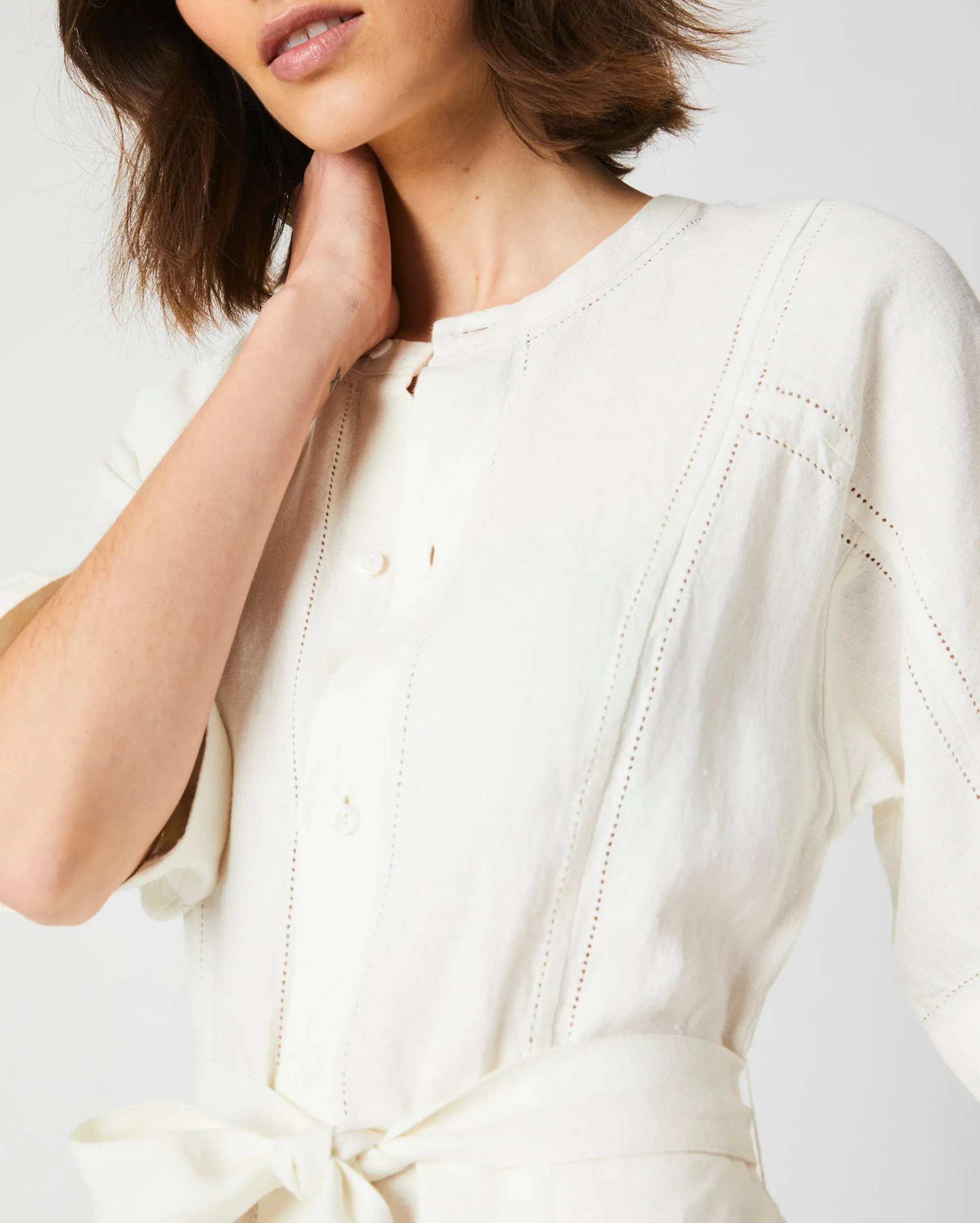 Linen Pointelle Shirt Dress sold by Billy Reid product image thumbnail 3