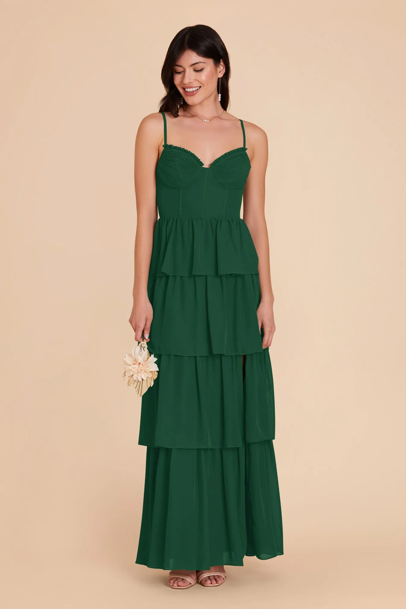 Lola Chiffon Dress - Forest Green sold by Birdy Grey