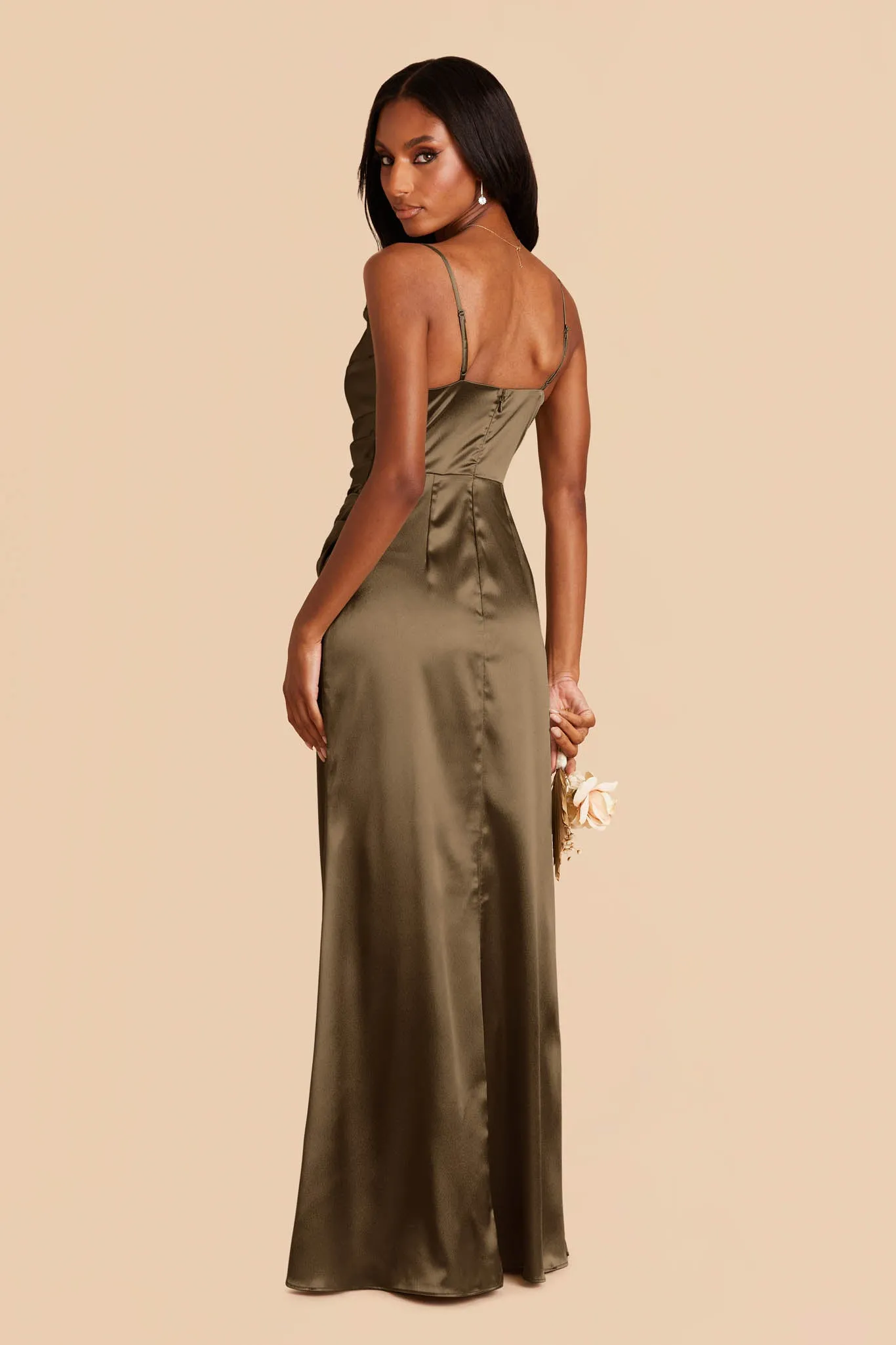 Lydia Shiny Satin Dress - Olive sold by Birdy Grey product image thumbnail 5