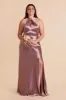 Monica Shiny Satin Dress - Dark Mauve sold by Birdy Grey