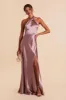 Monica Shiny Satin Dress - Dark Mauve sold by Birdy Grey