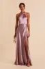Monica Shiny Satin Dress - Dark Mauve sold by Birdy Grey