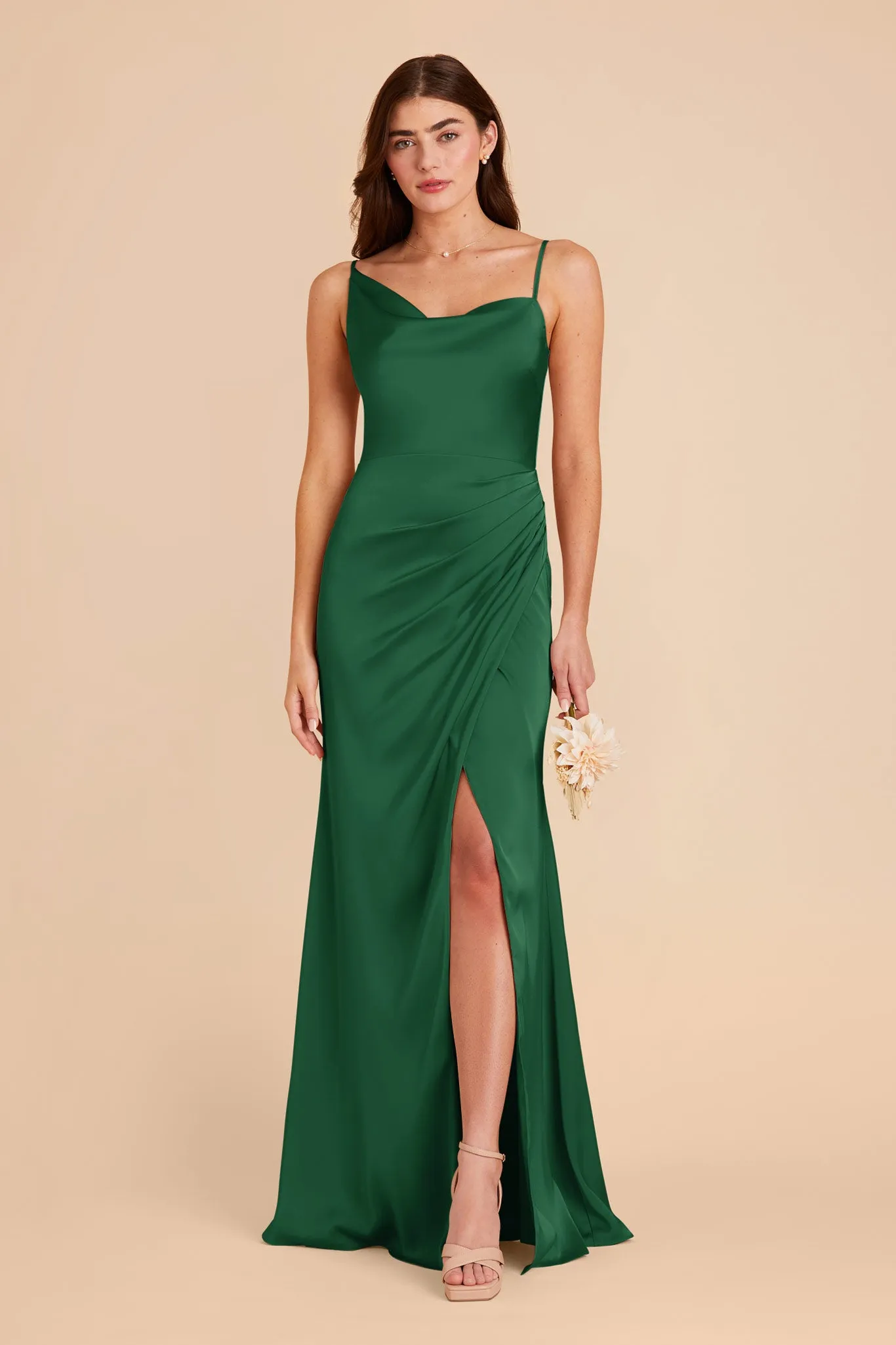 Jennifer Matte Satin Dress - Forest Green sold by Birdy Grey