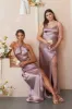 Monica Shiny Satin Dress - Dark Mauve sold by Birdy Grey