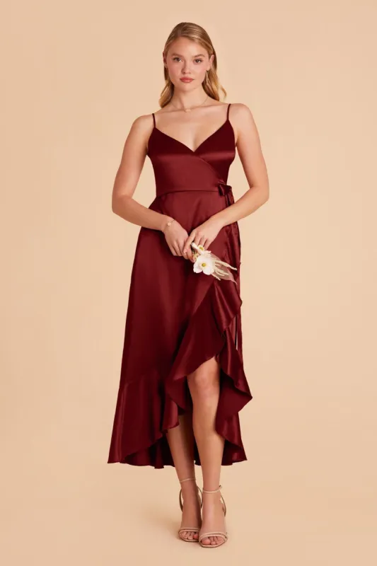 YC Shiny Satin Midi Dress - Cabernet sold by Birdy Grey