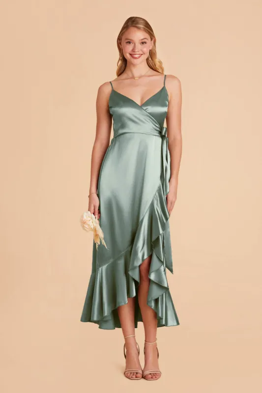 YC Shiny Satin Midi Dress - Sea Glass sold by Birdy Grey