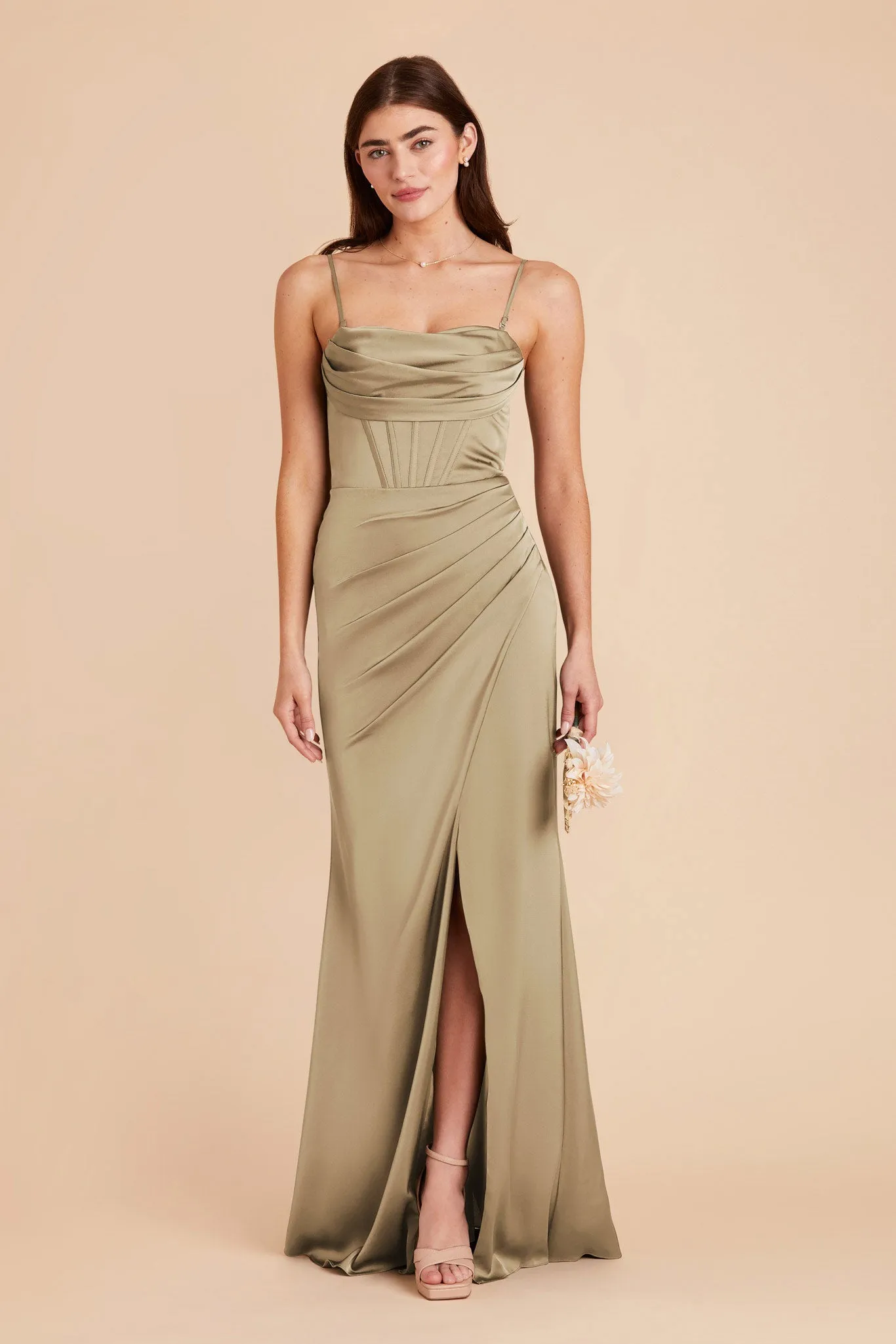 Carrie Matte Satin Dress - Moss Green sold by Birdy Grey product image thumbnail 5