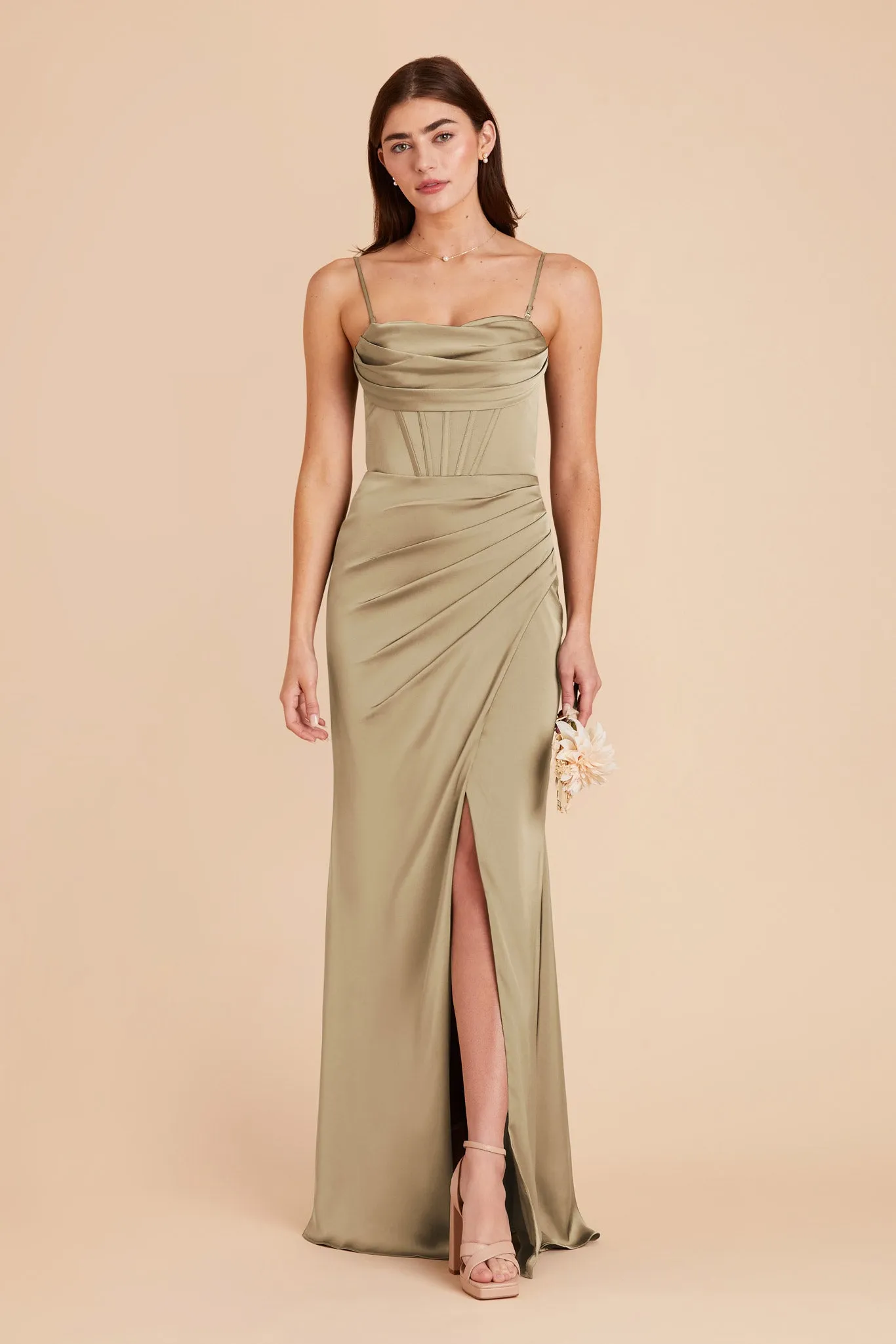 Carrie Matte Satin Dress - Moss Green sold by Birdy Grey product image thumbnail 4