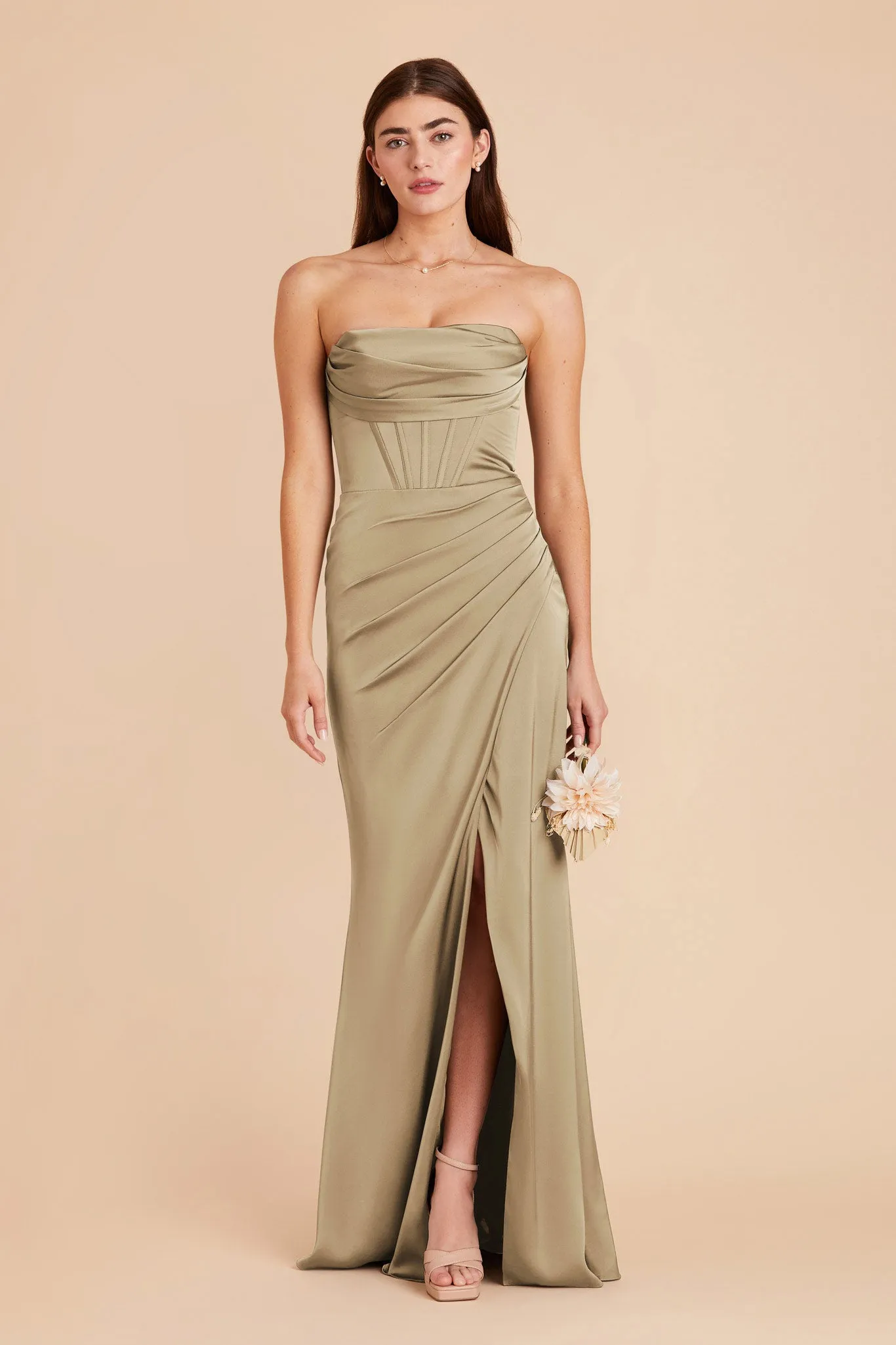 Carrie Matte Satin Dress - Moss Green sold by Birdy Grey product image thumbnail 2
