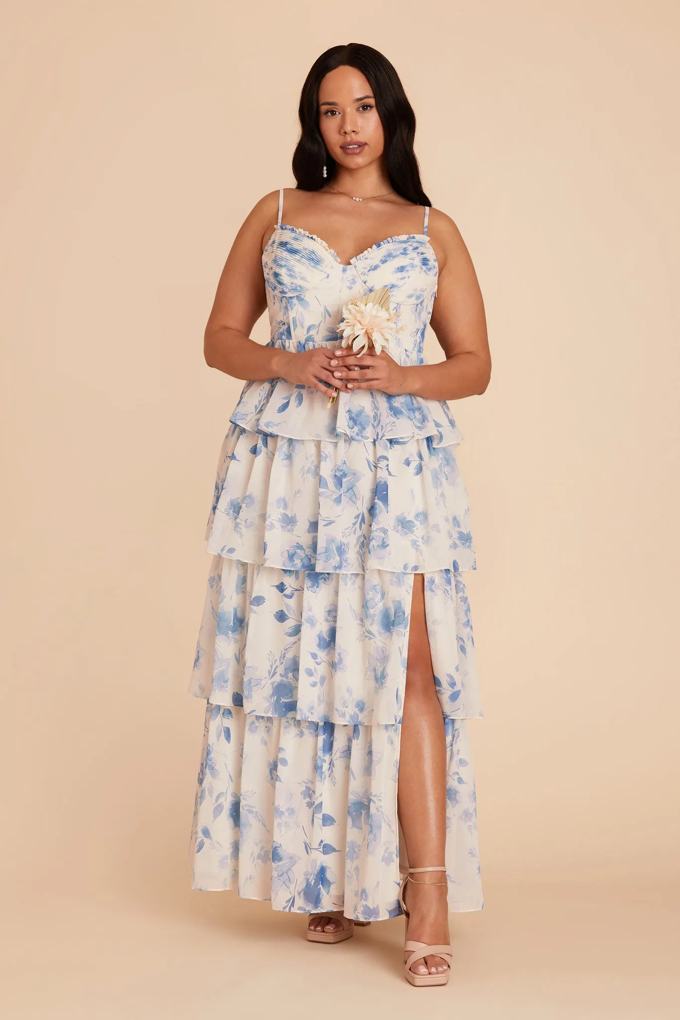 Lola Chiffon Dress - Blue Rococo Floral sold by Birdy Grey