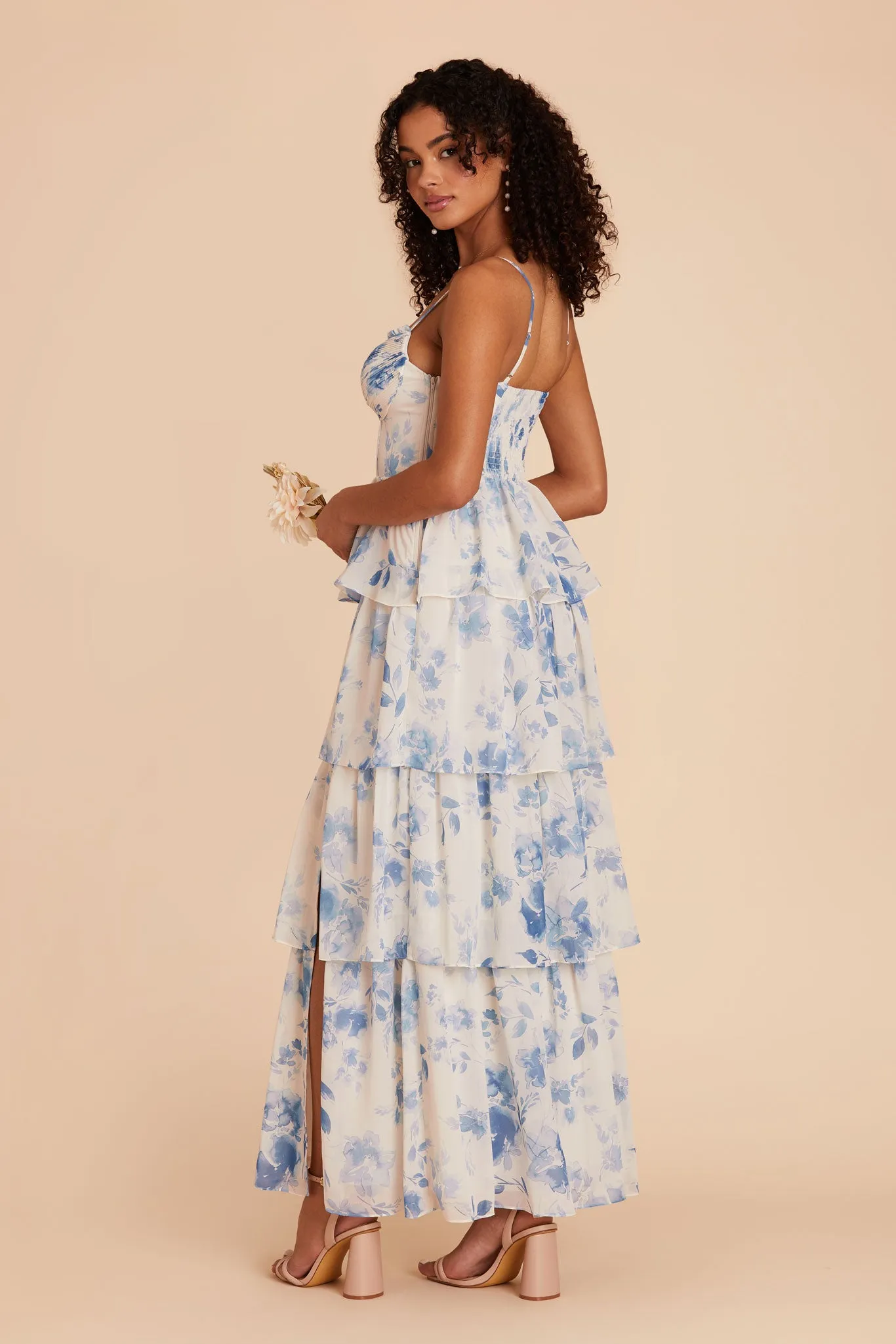 Lola Chiffon Dress - Blue Rococo Floral sold by Birdy Grey product image thumbnail 4