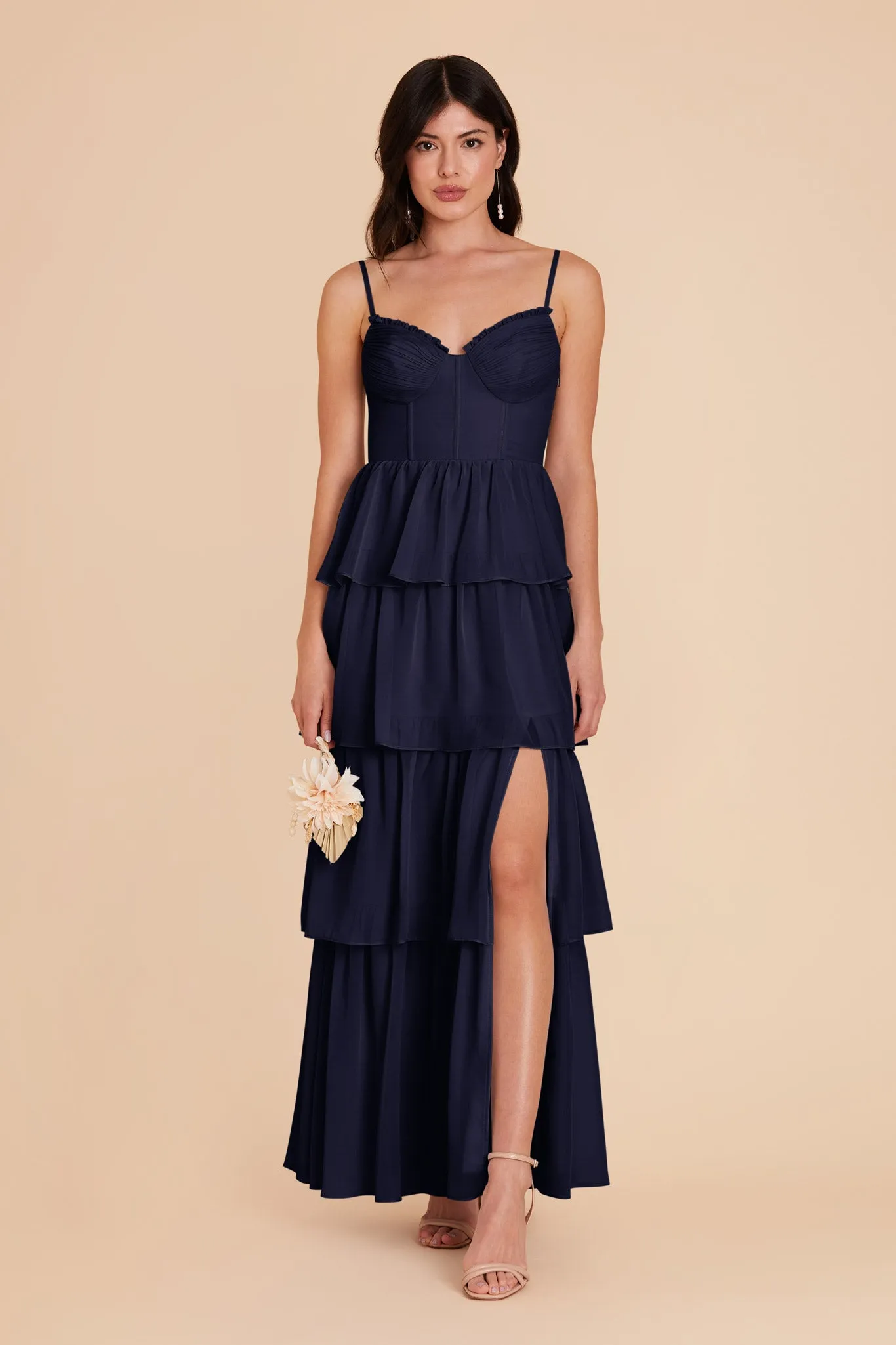 Lola Chiffon Dress - Navy sold by Birdy Grey