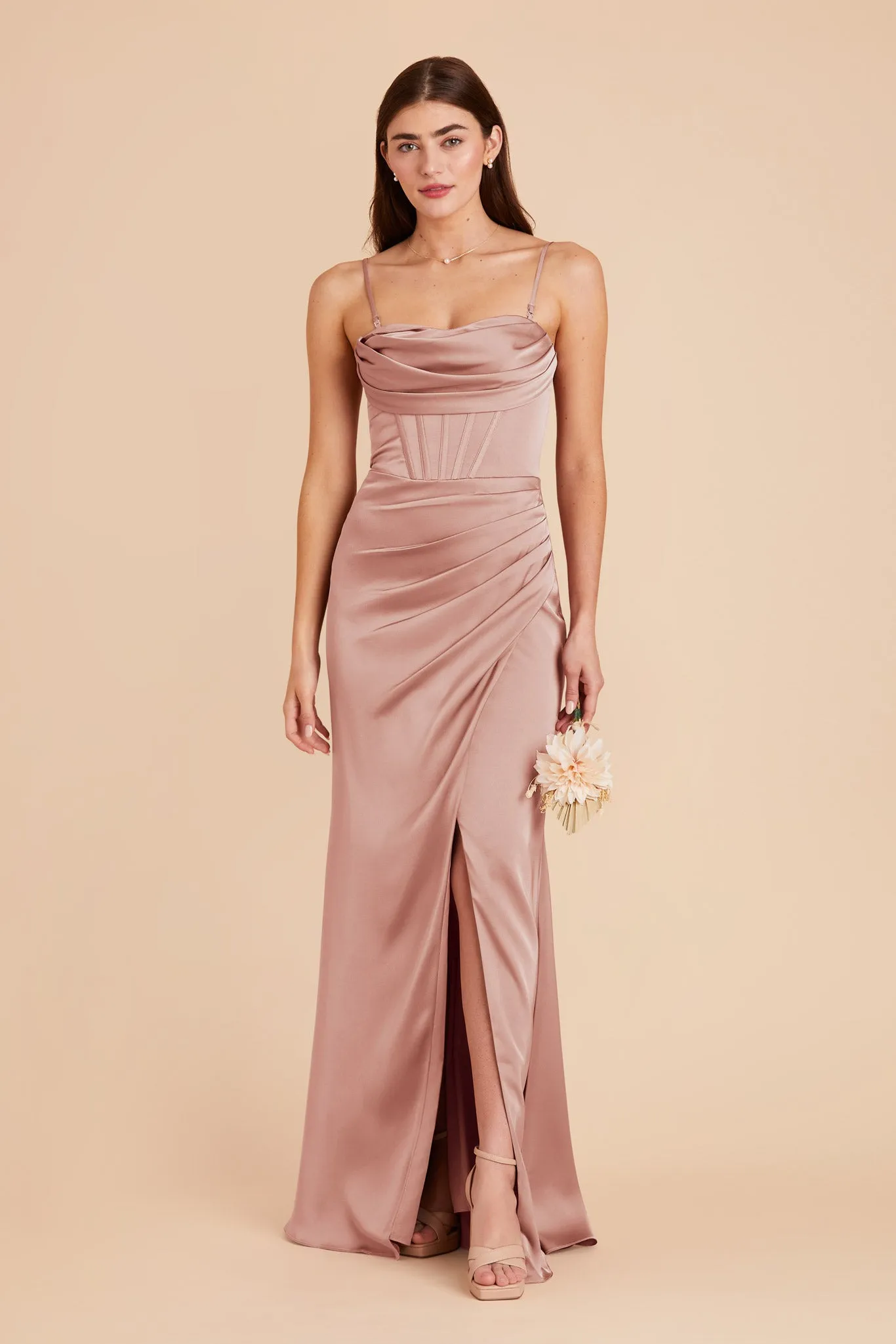 Carrie Matte Satin Dress - English Rose sold by Birdy Grey product image thumbnail 3