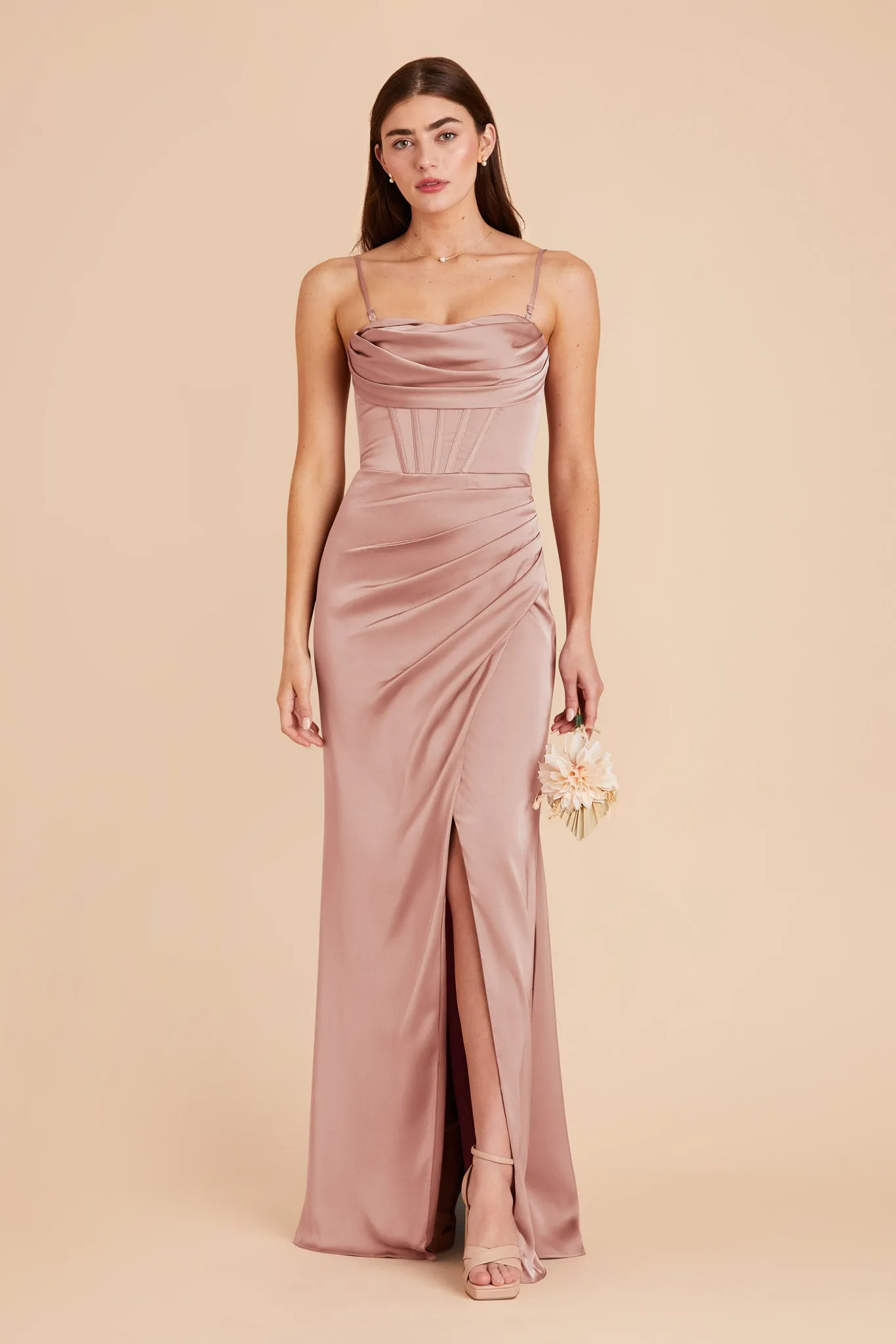 Carrie Matte Satin Dress - English Rose sold by Birdy Grey product image thumbnail 5
