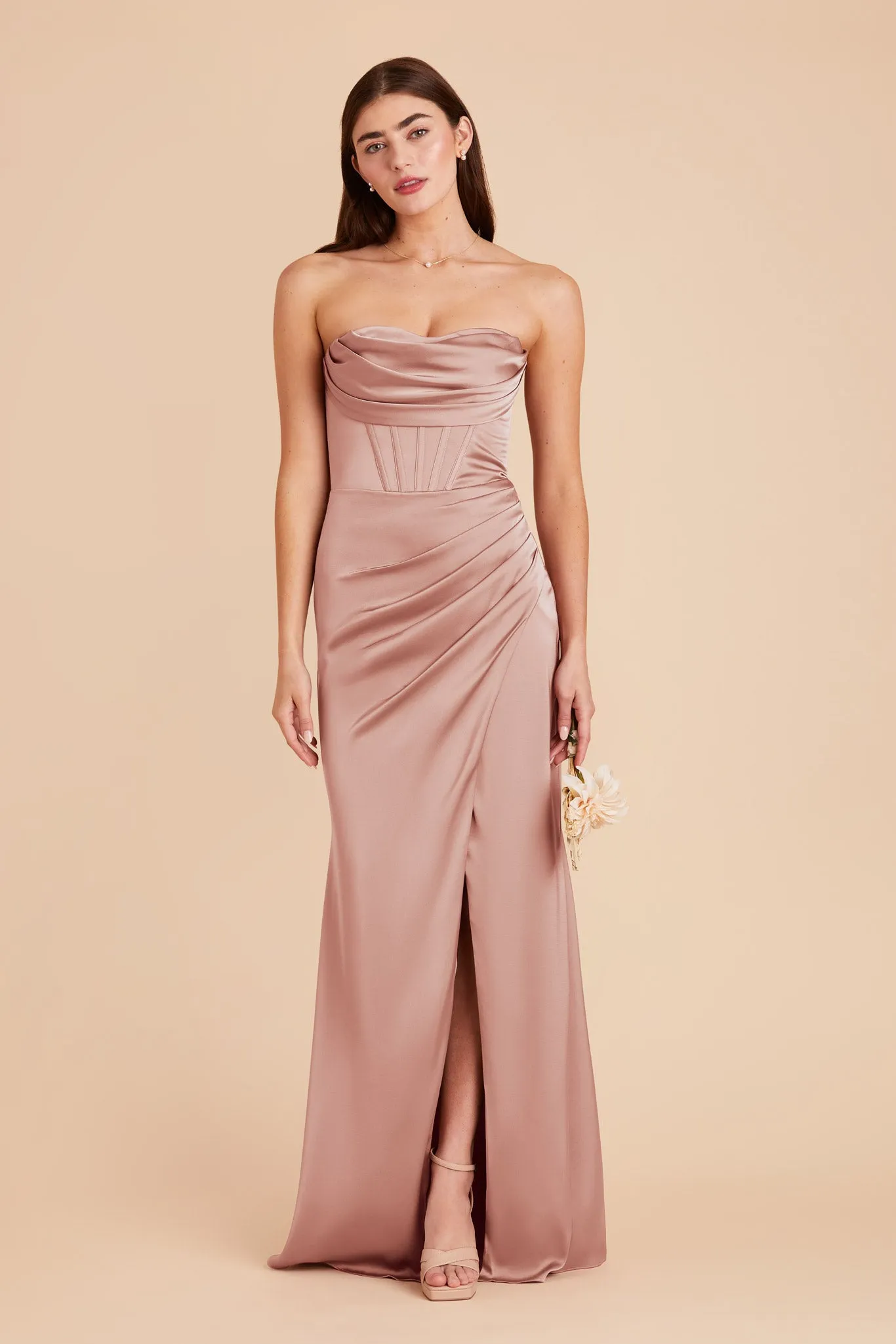 Carrie Matte Satin Dress - English Rose sold by Birdy Grey product image thumbnail 4