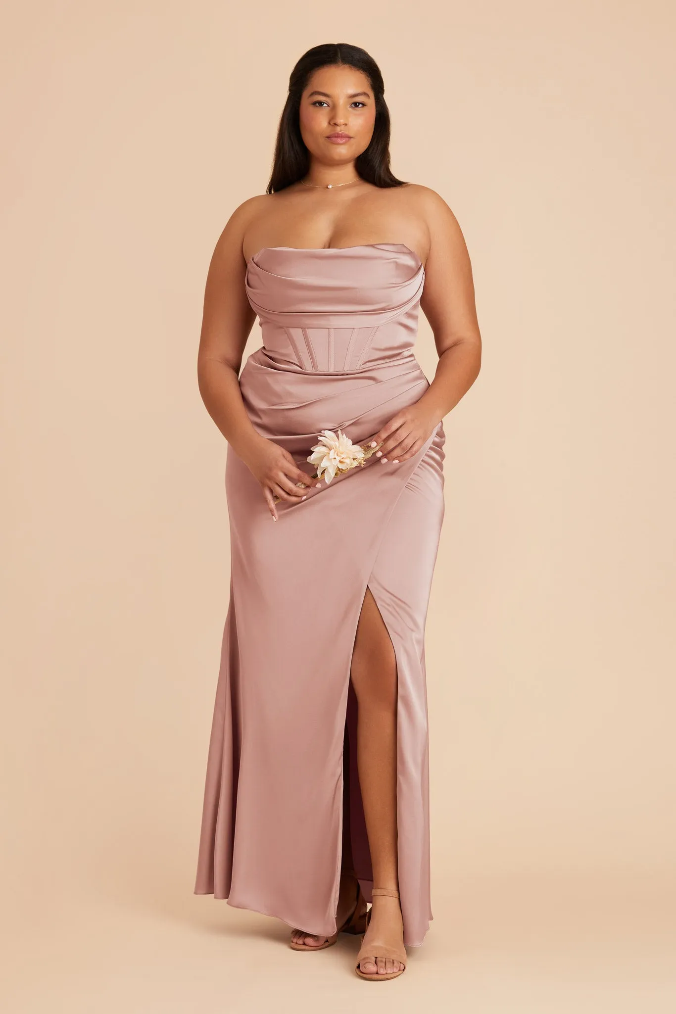 Carrie Matte Satin Dress - English Rose sold by Birdy Grey product image thumbnail 2