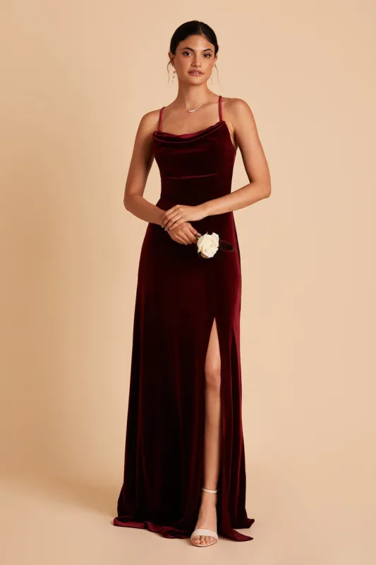 Ash Velvet Dress - Cabernet sold by Birdy Grey