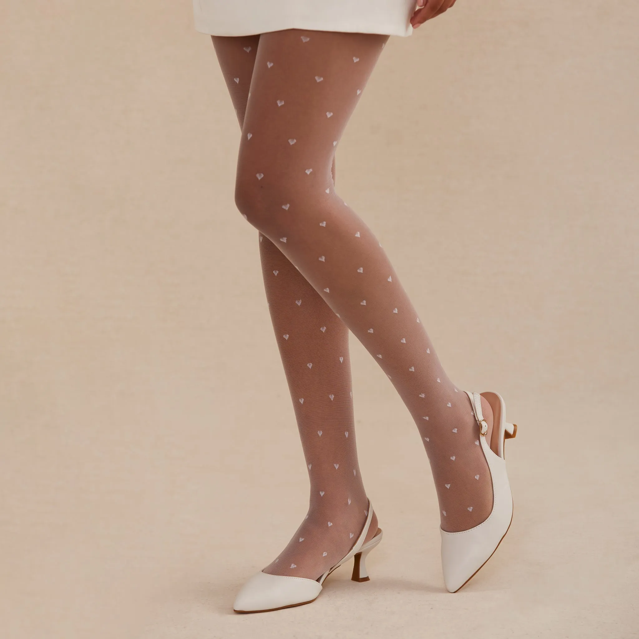 Heart Tights - White sold by Birdy Grey product image thumbnail 5