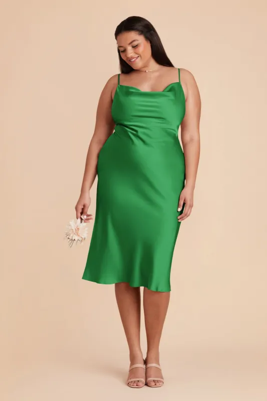 Lisa Matte Satin Midi Dress - Kelly Green sold by Birdy Grey