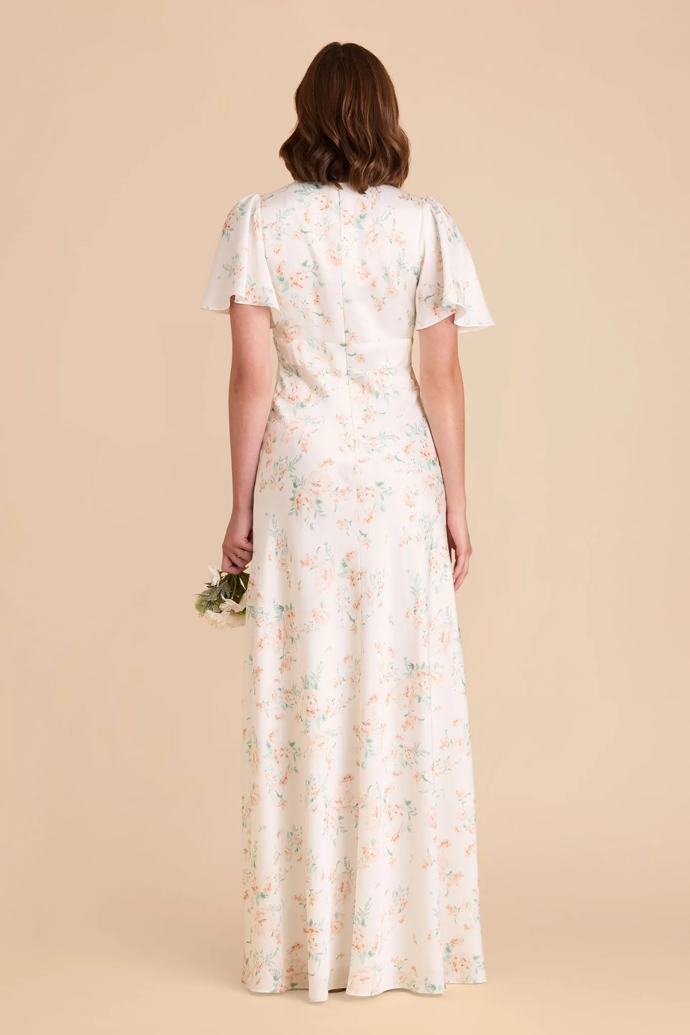 Marni Matte Satin Dress - Apricot Whimsical Blooms sold by Birdy Grey product image thumbnail 5