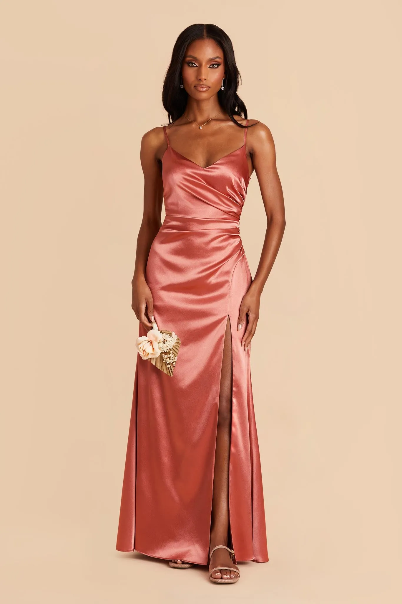Catherine Shiny Satin Dress - Terracotta sold by Birdy Grey product image thumbnail 3