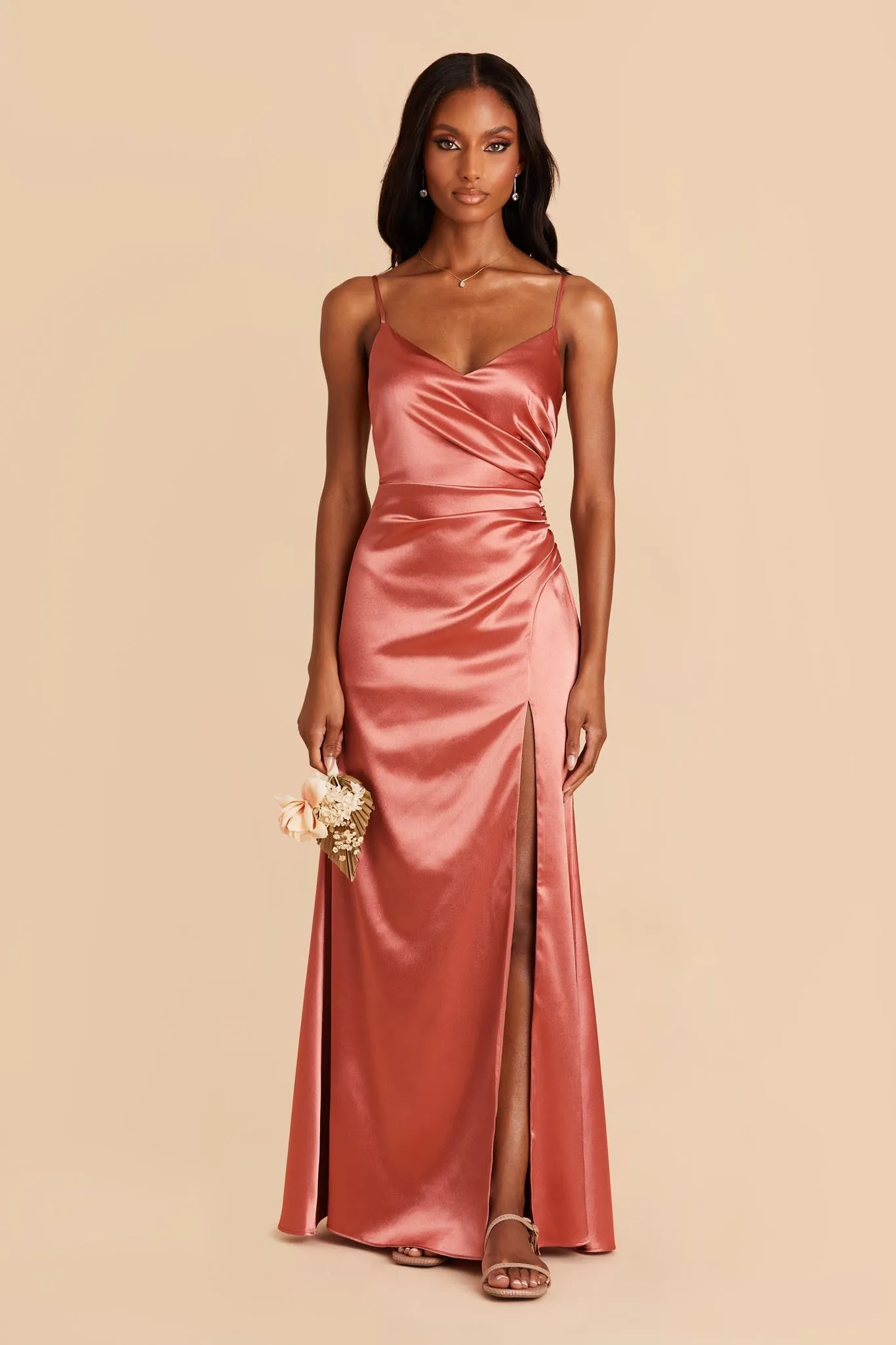 Catherine Shiny Satin Dress - Terracotta sold by Birdy Grey product image thumbnail 2