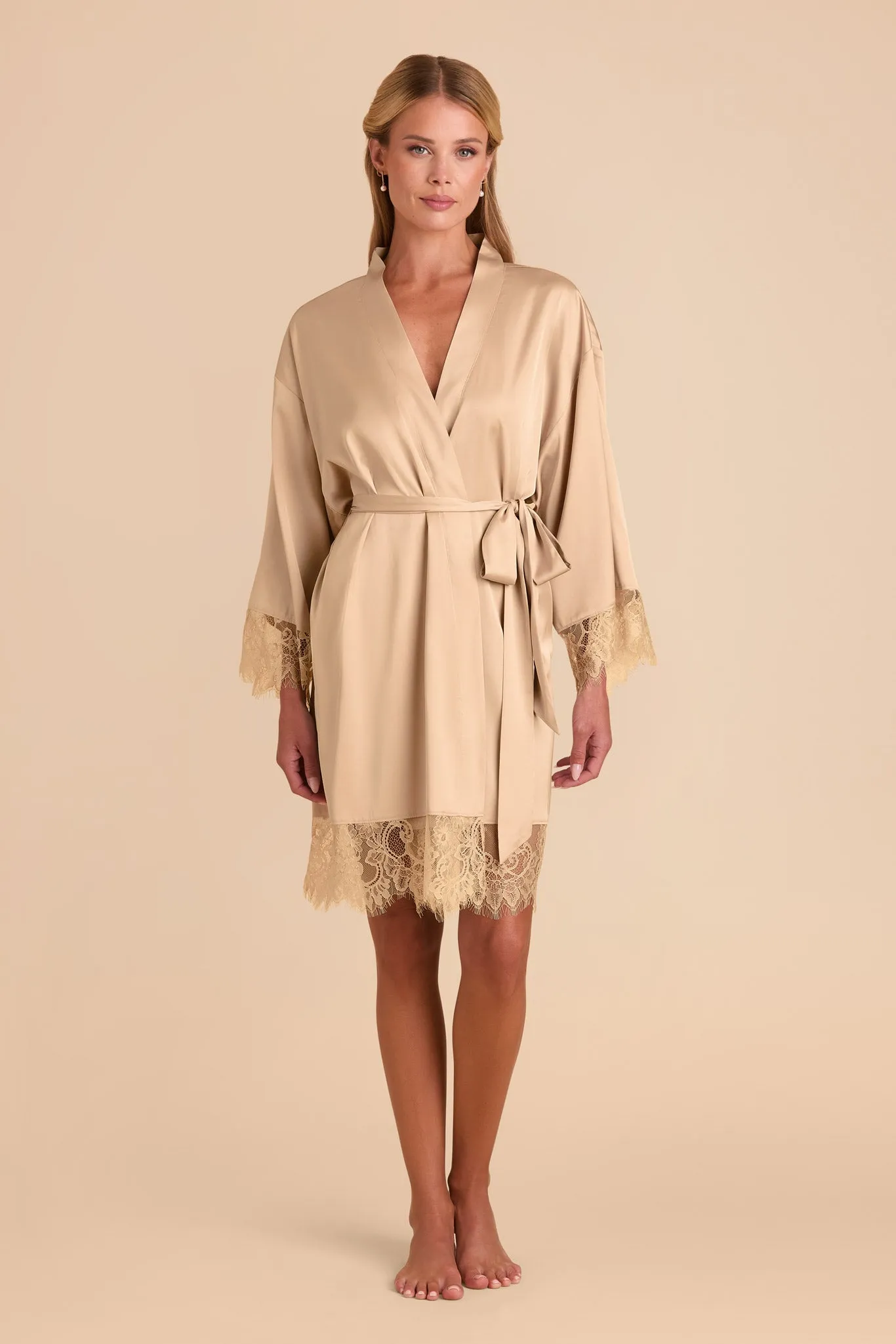 Claudette Lace Robe - Champagne sold by Birdy Grey