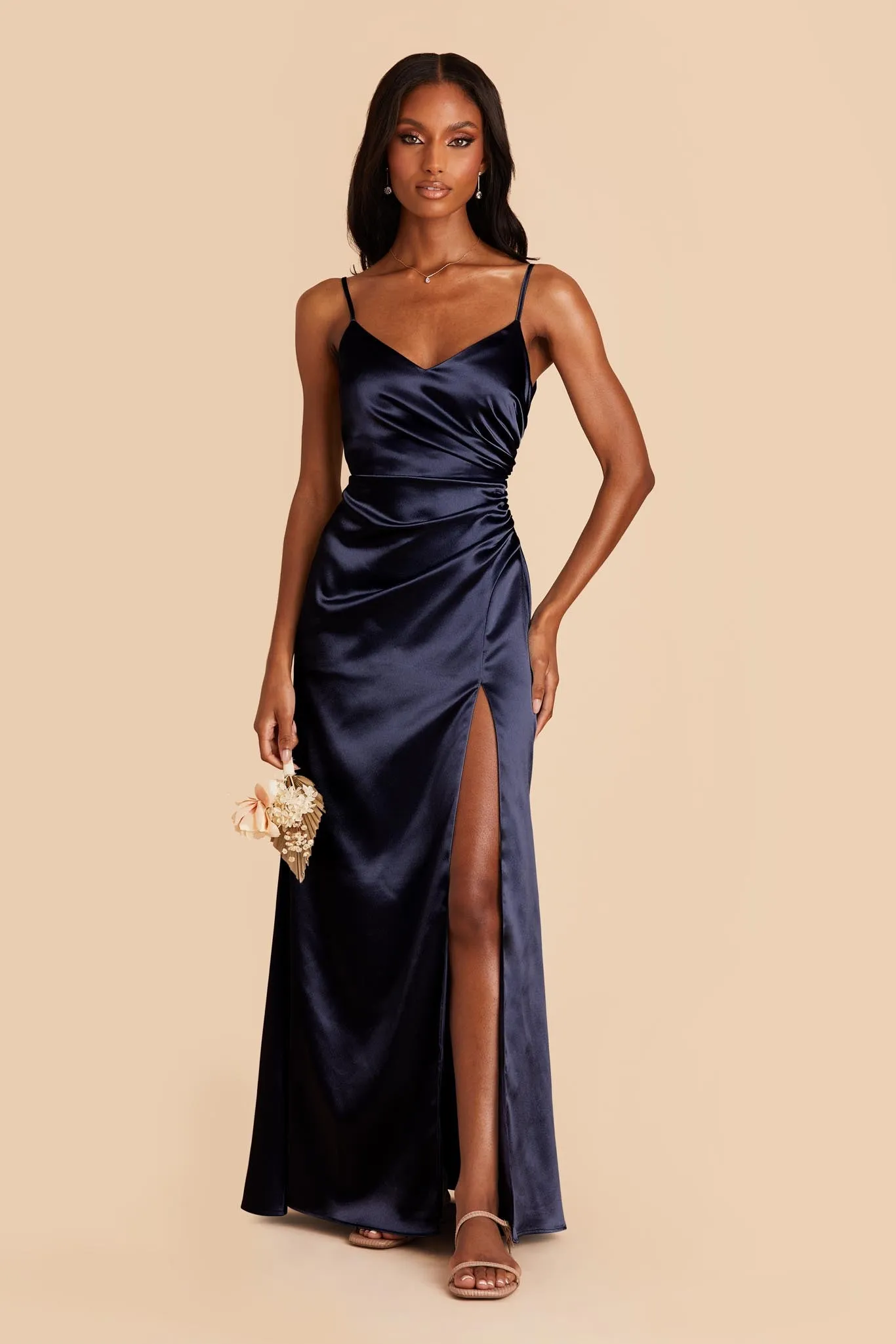 Catherine Shiny Satin Dress - Navy sold by Birdy Grey product image thumbnail 2