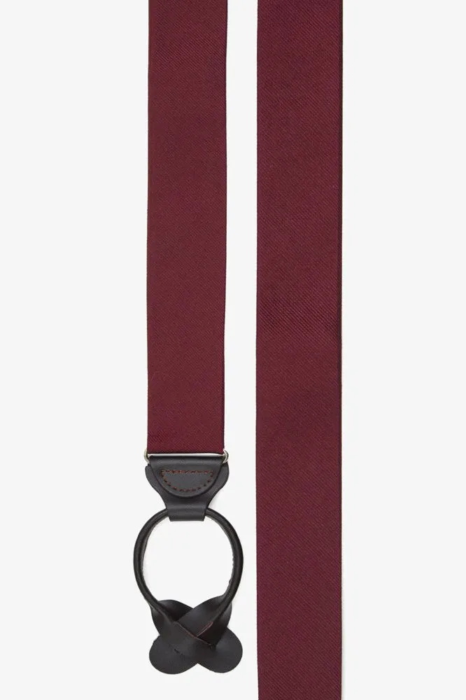 Grosgrain Suspenders By Suitshop - Burgundy sold by Birdy Grey