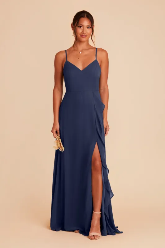 Theresa Chiffon Dress - Slate Blue sold by Birdy Grey