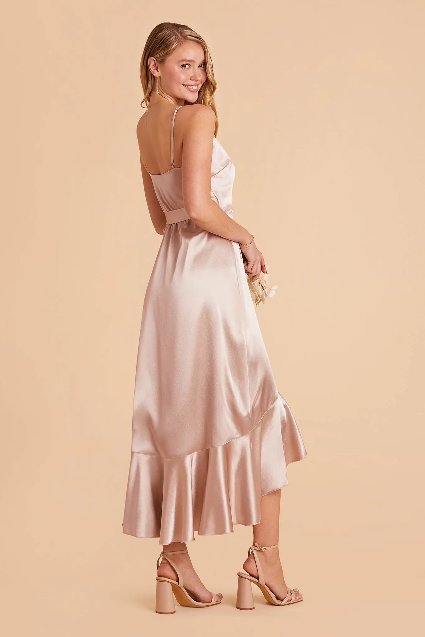 YC Shiny Satin Midi Dress - Taupe sold by Birdy Grey product image thumbnail 3