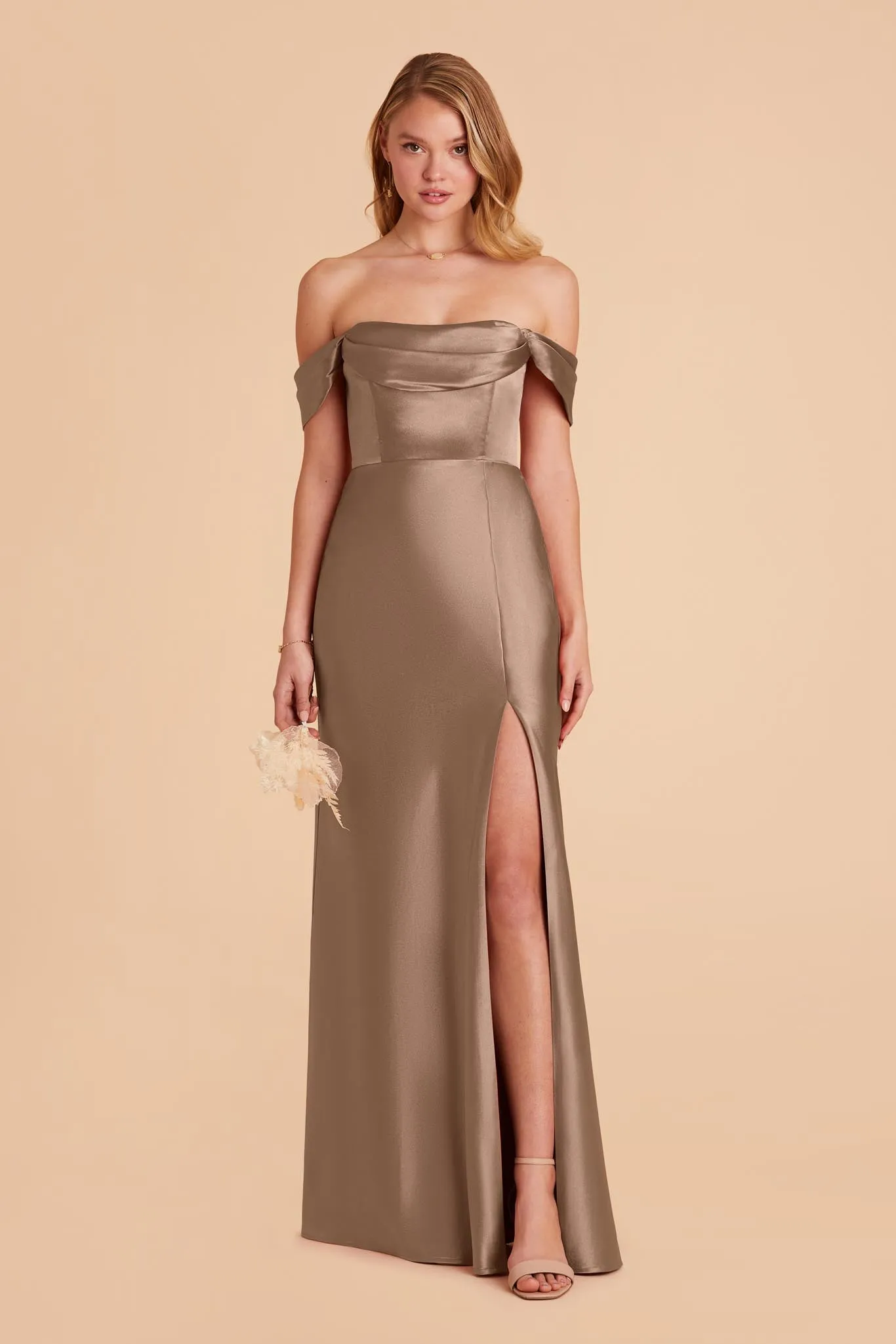 Mia Shiny Satin Convertible Dress - Mocha sold by Birdy Grey product image thumbnail 4