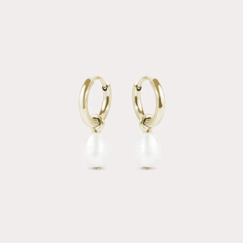 Sally Pearl Huggie Earrings sold by Birdy Grey