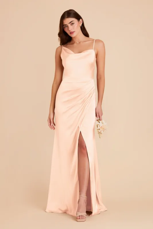 Jennifer Matte Satin Dress - Peach Cream sold by Birdy Grey
