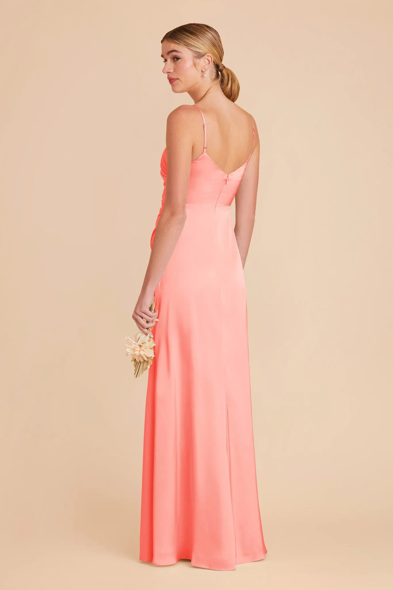 Catherine Matte Satin Dress - Coral Pink sold by Birdy Grey product image thumbnail 5