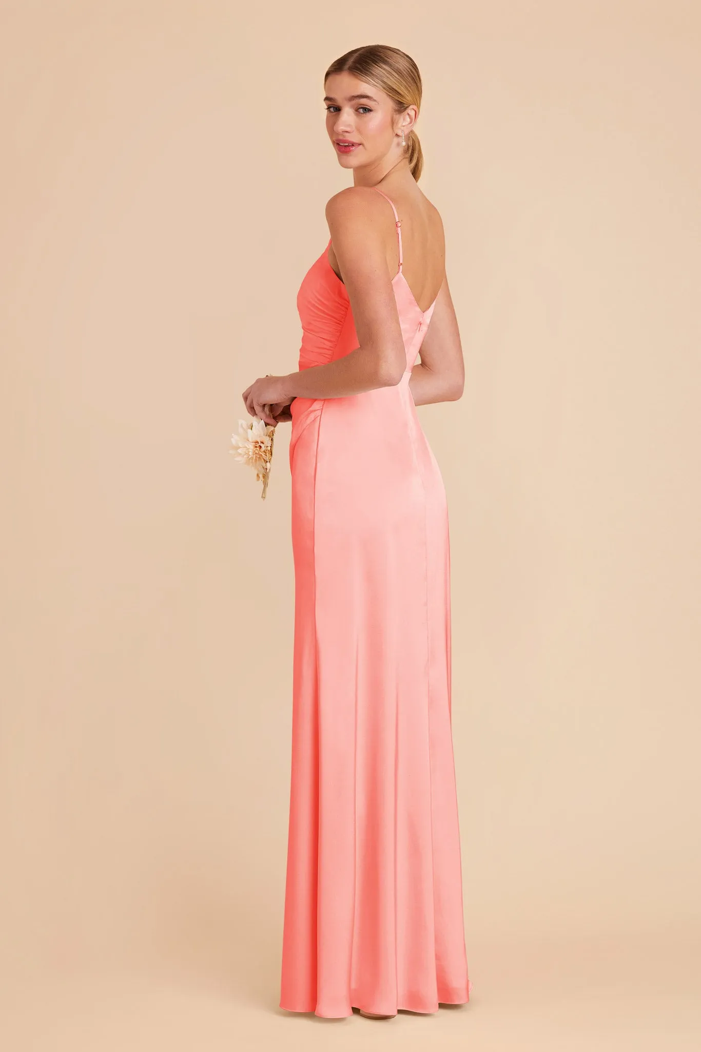 Catherine Matte Satin Dress - Coral Pink sold by Birdy Grey product image thumbnail 4