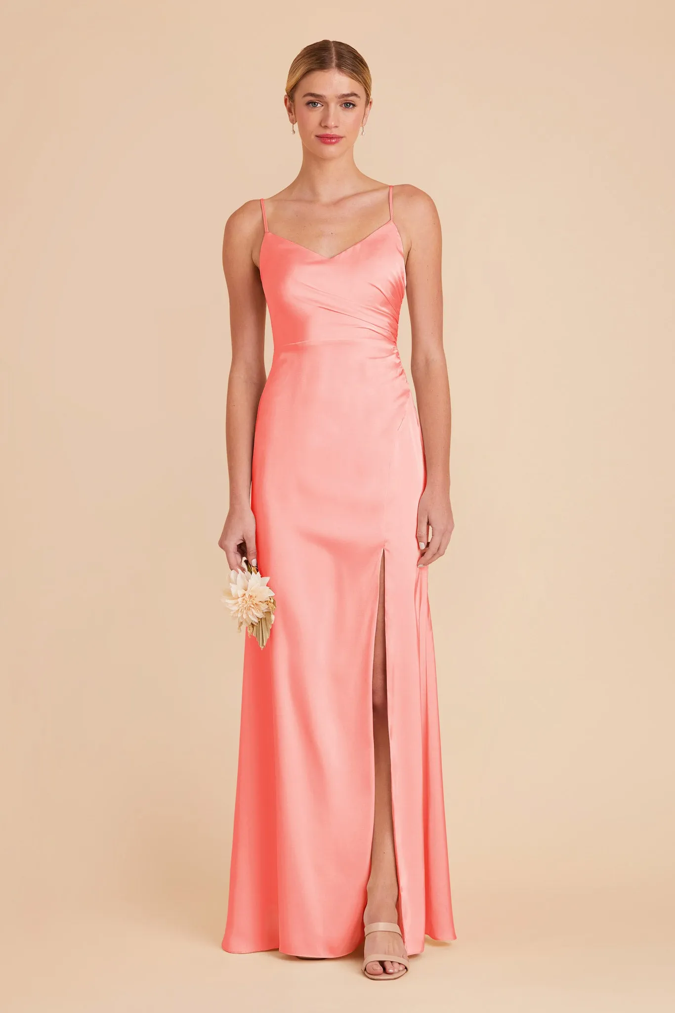 Catherine Matte Satin Dress - Coral Pink sold by Birdy Grey product image thumbnail 3