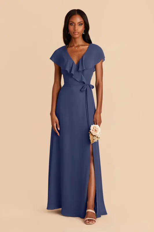 Jackson Chiffon Dress - Slate Blue sold by Birdy Grey