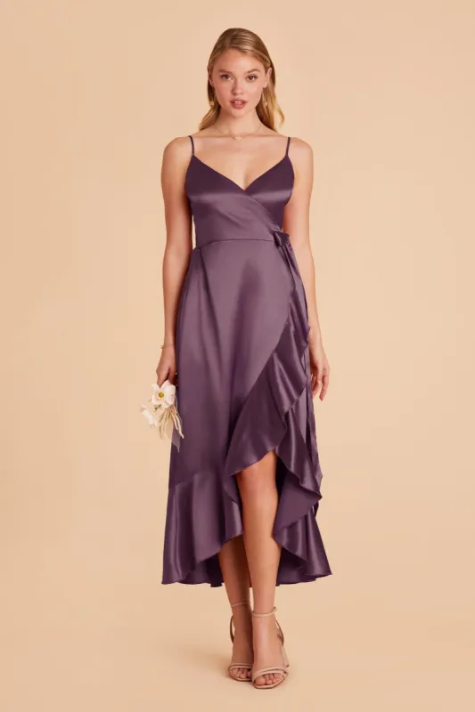 YC Shiny Satin Midi Dress - Plum sold by Birdy Grey