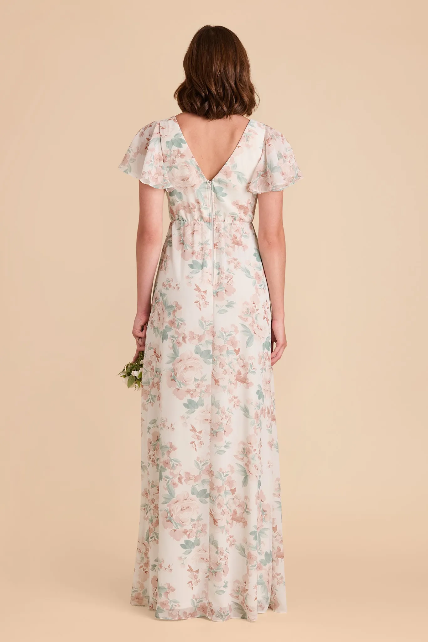Hannah Empire Dress - Dusty Apricot Peonies sold by Birdy Grey product image thumbnail 4