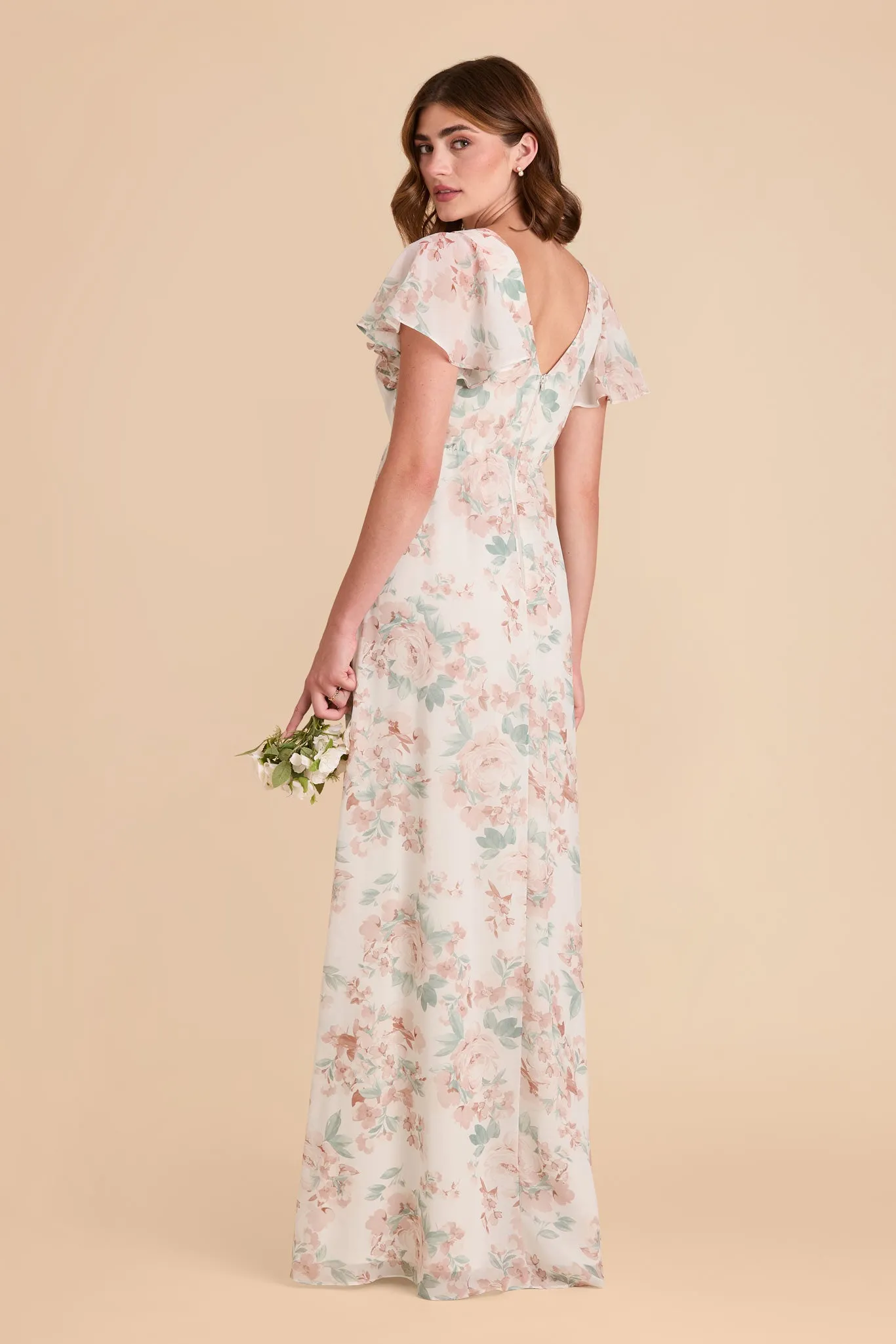 Hannah Empire Dress - Dusty Apricot Peonies sold by Birdy Grey product image thumbnail 3