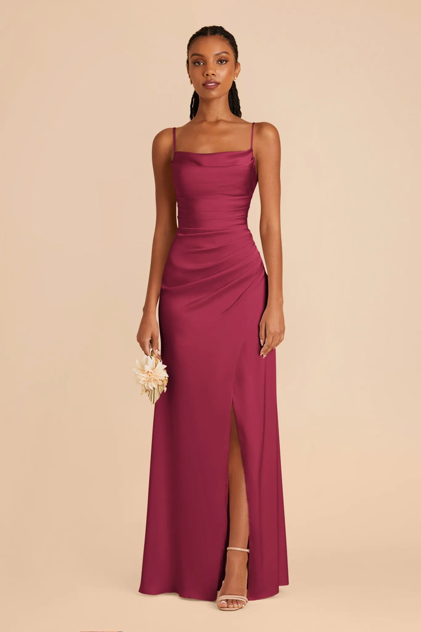 Lydia Matte Satin Dress - Berry sold by Birdy Grey