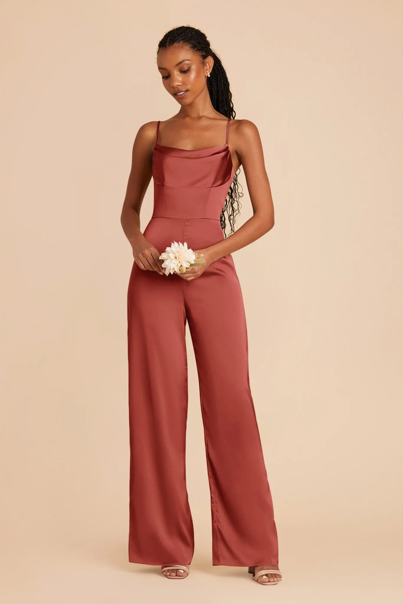 Donna Matte Satin Bridesmaid Jumpsuit - Spice sold by Birdy Grey product image thumbnail 3