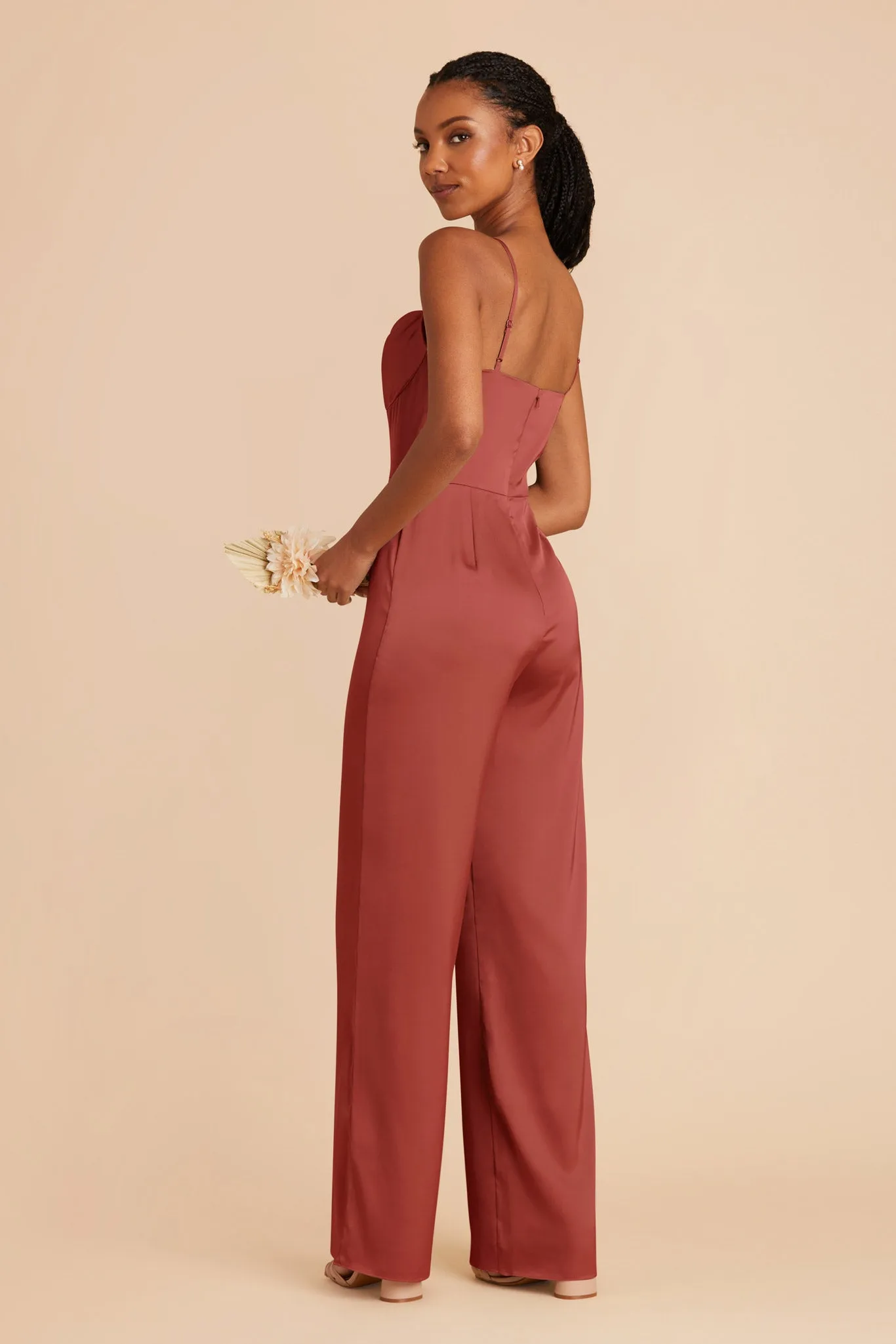 Donna Matte Satin Bridesmaid Jumpsuit - Spice sold by Birdy Grey product image thumbnail 5